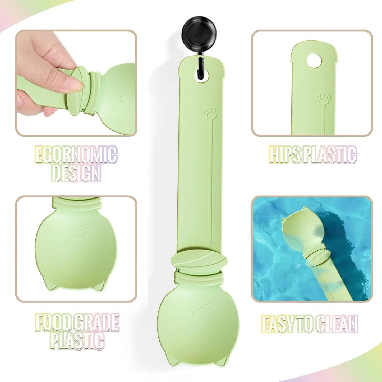 Multifunctional Cat Treat Spoon Dispenser Set - 4 Count for Wet Food, Licky Treats, and Puree Tubes with Extended Handle for Easy Feeding and Storage