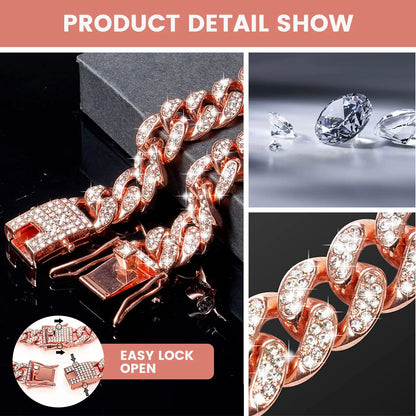 Rhinestone Dog Chain Necklace with Secure Buckle - Stylish Pet Accessory for Small, Medium, and Large Dogs