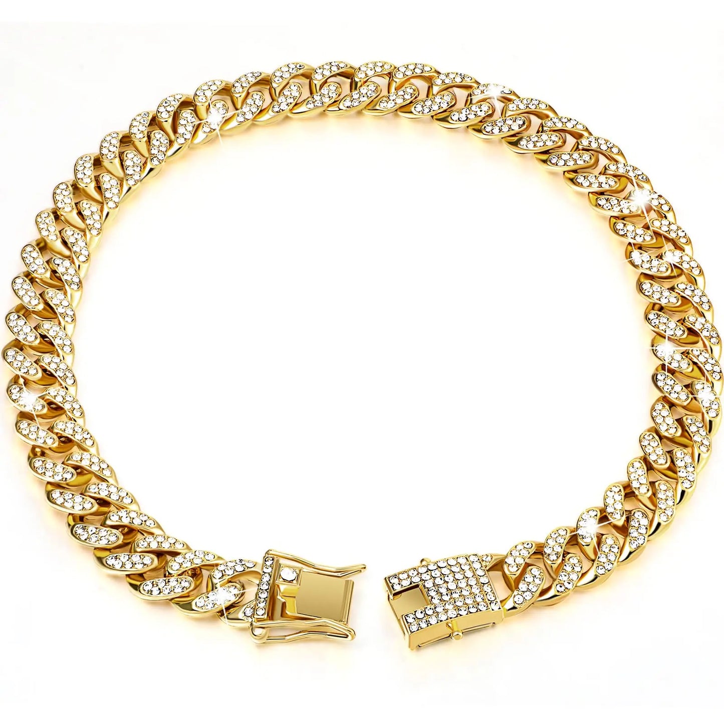 Rhinestone Dog Chain Necklace with Secure Buckle - Stylish Pet Accessory for Small, Medium, and Large Dogs