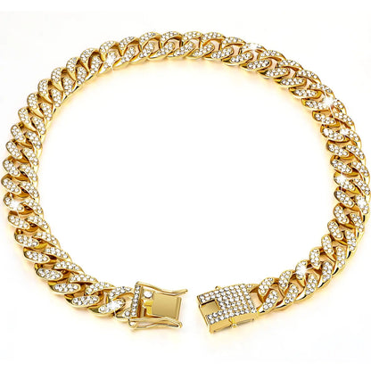 Rhinestone Dog Chain Necklace with Secure Buckle - Stylish Pet Accessory for Small, Medium, and Large Dogs