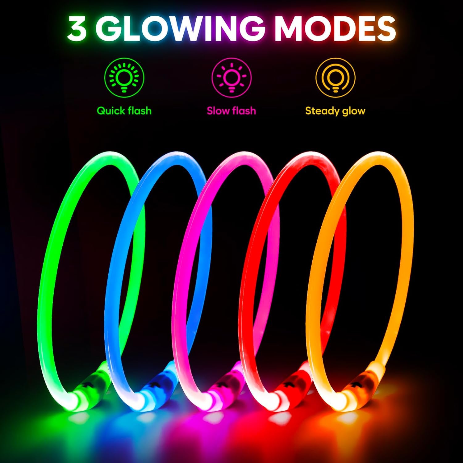 LED Waterproof Dog Collar - Rechargeable Lighted Pet Collar for Nighttime Use, Adjustable TPU Design for Small, Medium, and Large Dogs (Green)