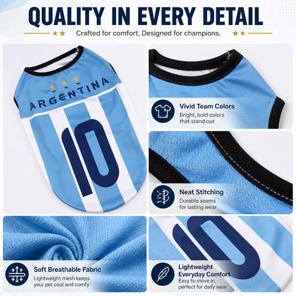 Pet Soccer Jersey Vest for Dogs and Cats - Lightweight, Breathable Summer Apparel for Small to Medium Pets
