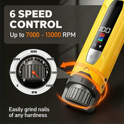 TIKOCAT Ultra Quiet Electric Pet Nail Grinder with LED Lights - Safe and Stress-Free Grooming Tool for Dogs and Cats of All Breeds and Sizes, featuring 3 Grinding Bits, 6 Speed Settings, Rechargeable Design, and Dust Cup (Yellow)