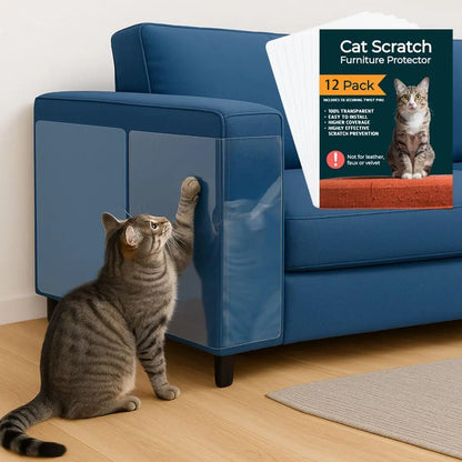 AISOON 12-Pack Anti-Cat Scratch Furniture Protector with 50 Pins, 14x11 Inch Heavy-Duty Shield for Sofa Corners, Walls, and Doors
