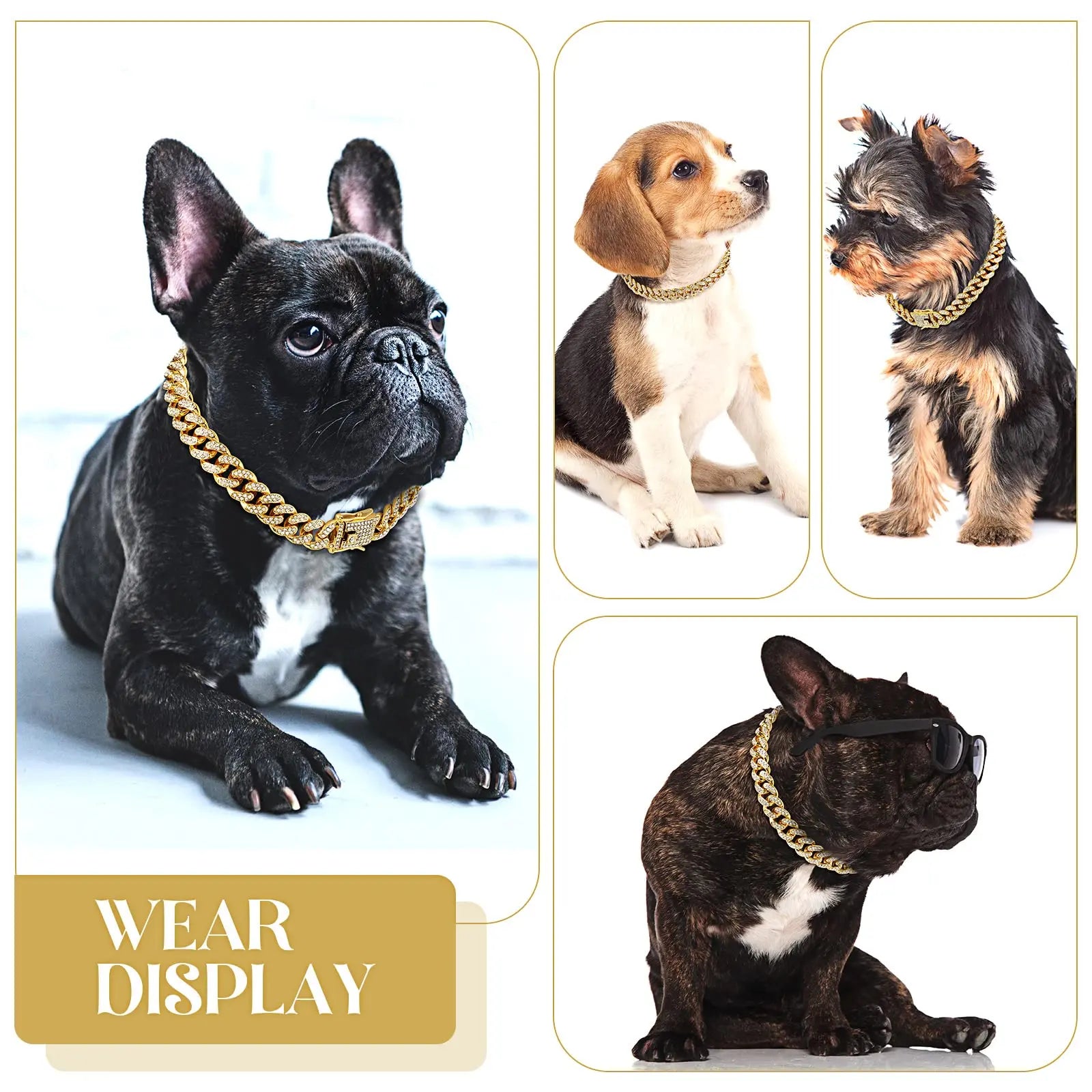 Rhinestone Dog Chain Necklace with Secure Buckle - Stylish Pet Accessory for Small, Medium, and Large Dogs