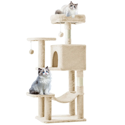 Pettrove Multi-Level Cat Tree Tower for Indoor Cats with Stable Design, Sisal Scratching Post, Spacious Condo, Climbing Ladder, and Plush Toy