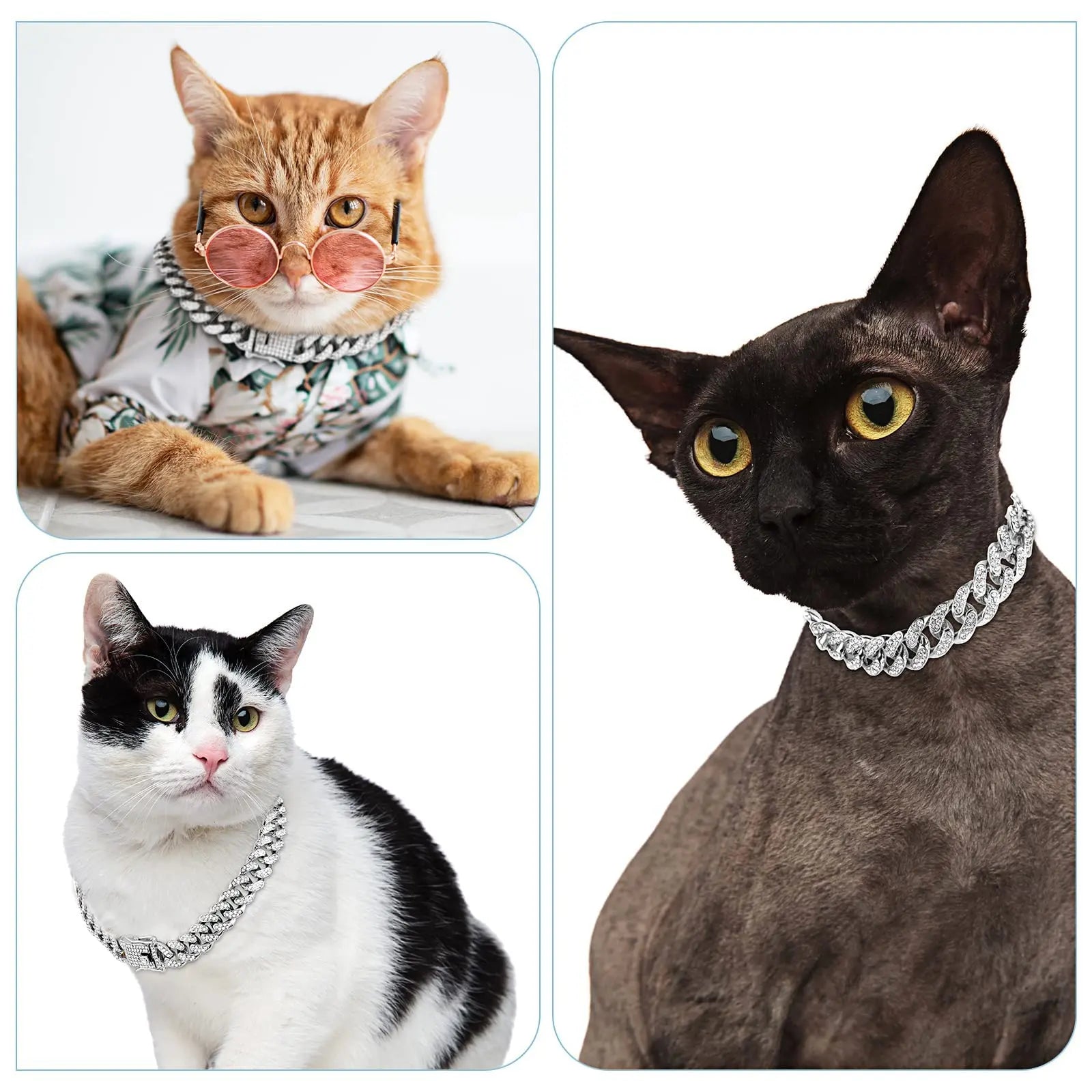 Rhinestone Dog Chain Necklace with Secure Buckle - Stylish Pet Accessory for Small, Medium, and Large Dogs