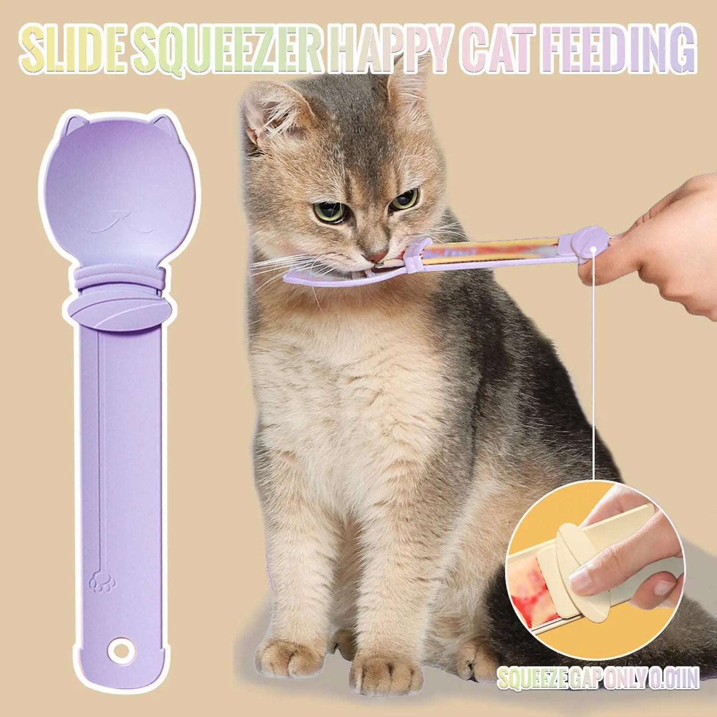 Multifunctional Cat Treat Spoon Dispenser Set - 4 Count for Wet Food, Licky Treats, and Puree Tubes with Extended Handle for Easy Feeding and Storage