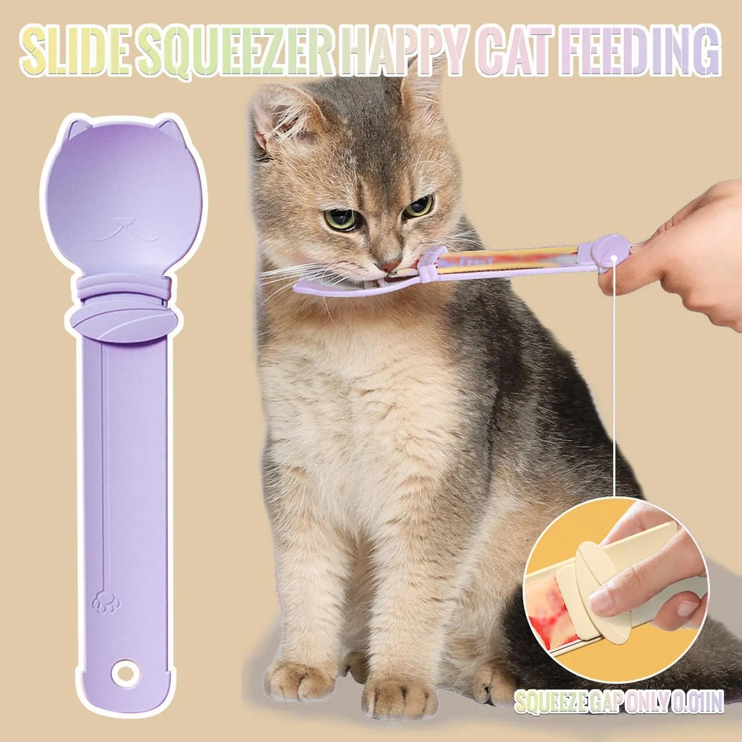 Multifunctional Cat Treat Spoon Dispenser Set - 4 Count for Wet Food, Licky Treats, and Puree Tubes with Extended Handle for Easy Feeding and Storage