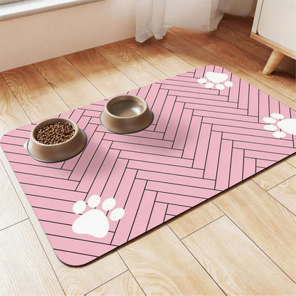 Absorbent Quick-Dry Pet Feeding Mat for Dogs and Cats with Non-Slip Rubber Base and Dark Polyester Surface for Indoor Use