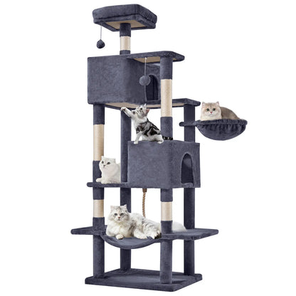 Pettrove Multi-Level Cat Tree Tower for Indoor Cats with Stable Design, Sisal Scratching Post, Spacious Condo, Climbing Ladder, and Plush Toy