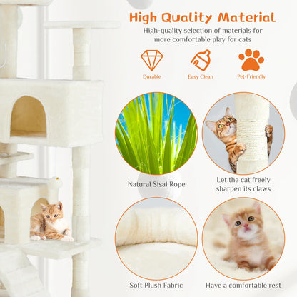 Pettrove Multi-Level Cat Tree Tower for Indoor Cats with Stable Design, Sisal Scratching Post, Spacious Condo, Climbing Ladder, and Plush Toy