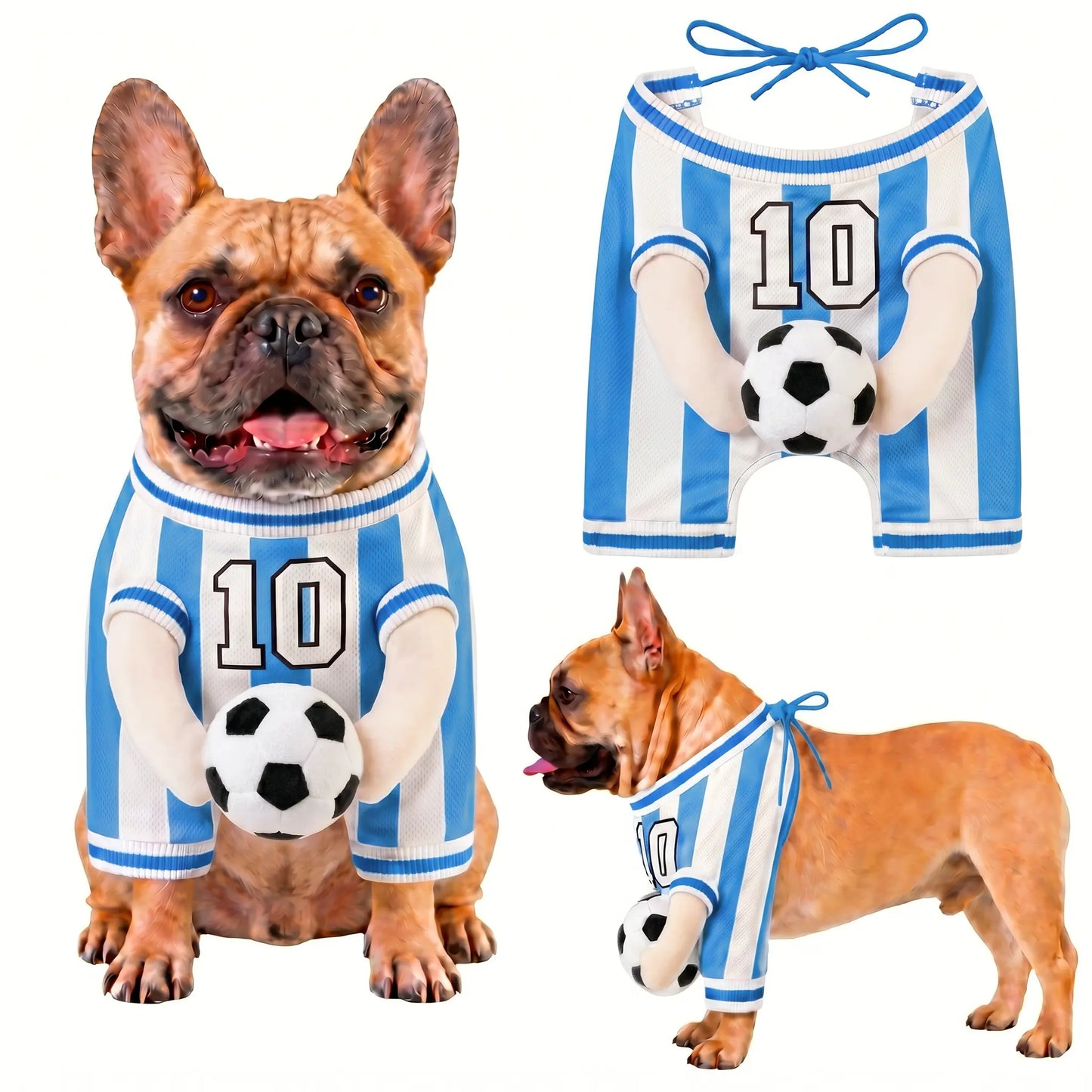 Breathable Summer Outfit for Small to Medium Pets - Stylish Dog Costume with Stuffed Ball and Faux Hands
