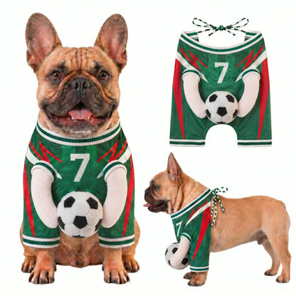 Breathable Summer Outfit for Small to Medium Pets - Stylish Dog Costume with Stuffed Ball and Faux Hands