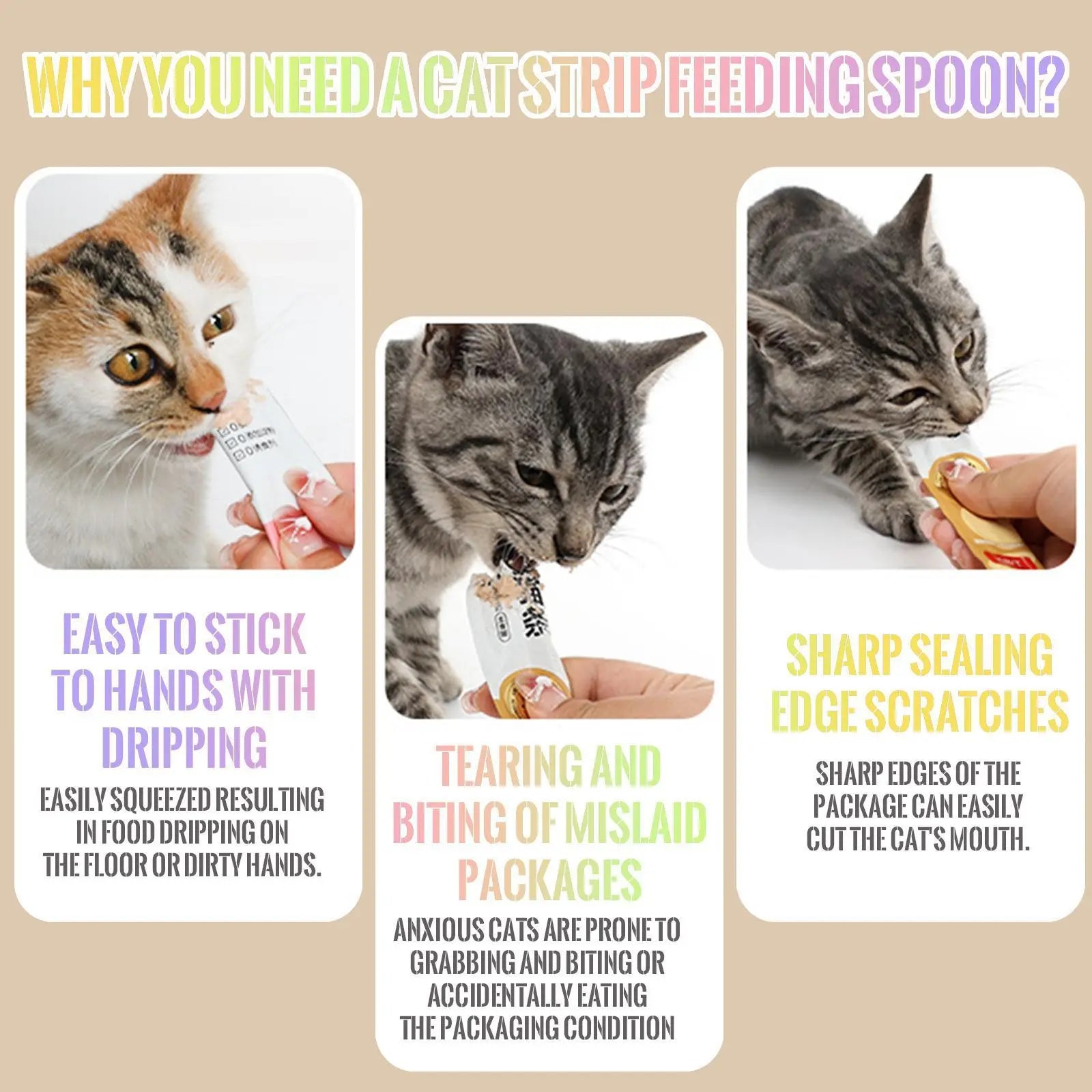 Multifunctional Cat Treat Spoon Dispenser Set - 4 Count for Wet Food, Licky Treats, and Puree Tubes with Extended Handle for Easy Feeding and Storage