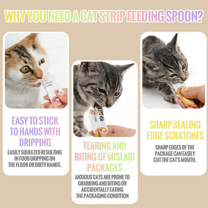 Multifunctional Cat Treat Spoon Dispenser Set - 4 Count for Wet Food, Licky Treats, and Puree Tubes with Extended Handle for Easy Feeding and Storage