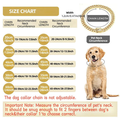 Rhinestone Dog Chain Necklace with Secure Buckle - Stylish Pet Accessory for Small, Medium, and Large Dogs