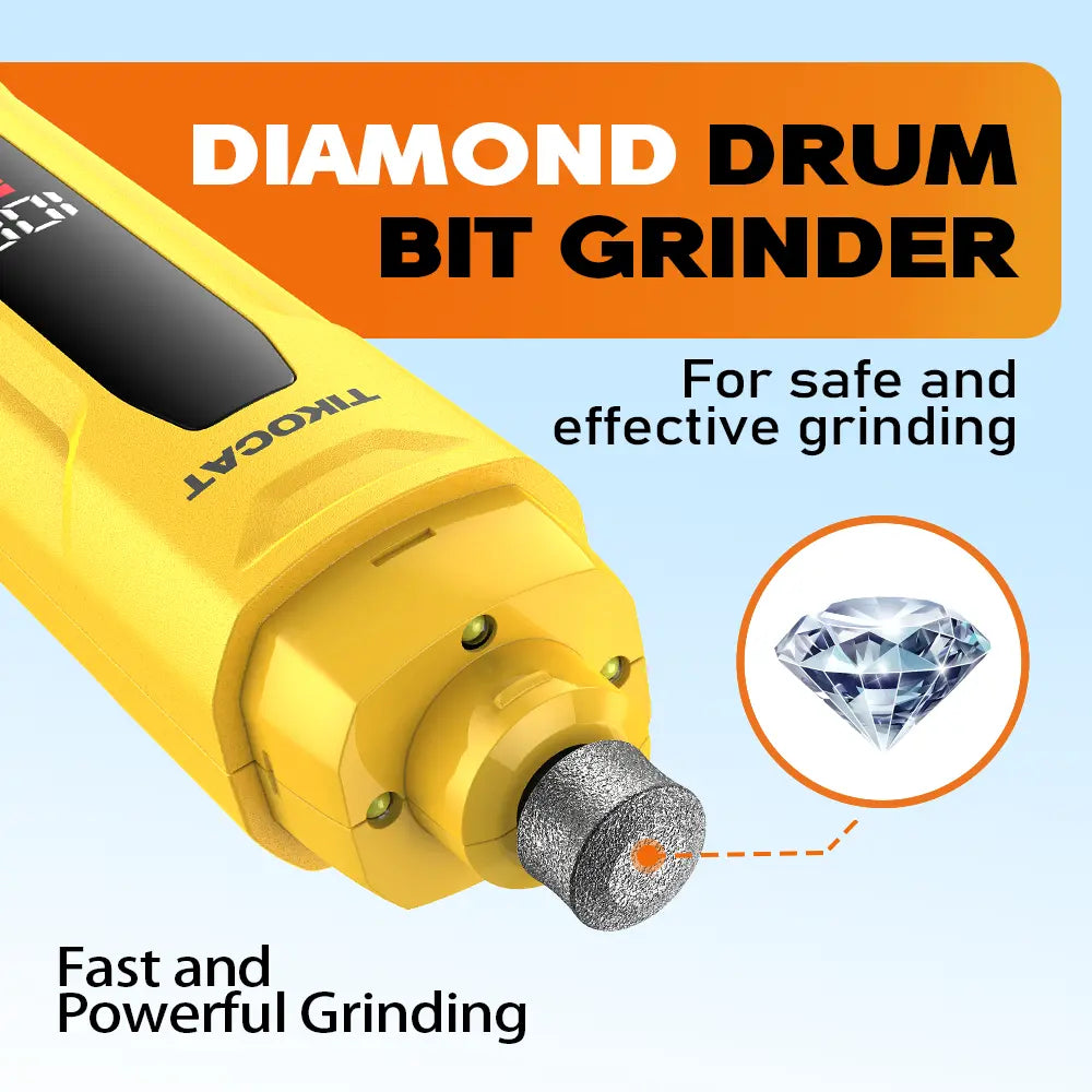 TIKOCAT Ultra Quiet Electric Pet Nail Grinder with LED Lights - Safe and Stress-Free Grooming Tool for Dogs and Cats of All Breeds and Sizes, featuring 3 Grinding Bits, 6 Speed Settings, Rechargeable Design, and Dust Cup (Yellow)