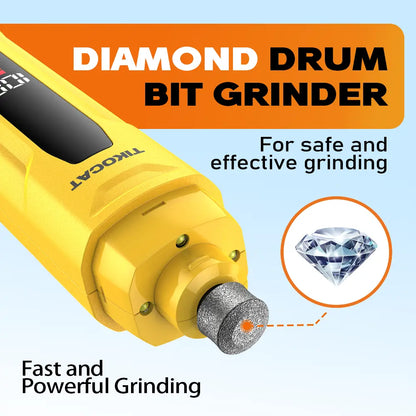 TIKOCAT Ultra Quiet Electric Pet Nail Grinder with LED Lights - Safe and Stress-Free Grooming Tool for Dogs and Cats of All Breeds and Sizes, featuring 3 Grinding Bits, 6 Speed Settings, Rechargeable Design, and Dust Cup (Yellow)
