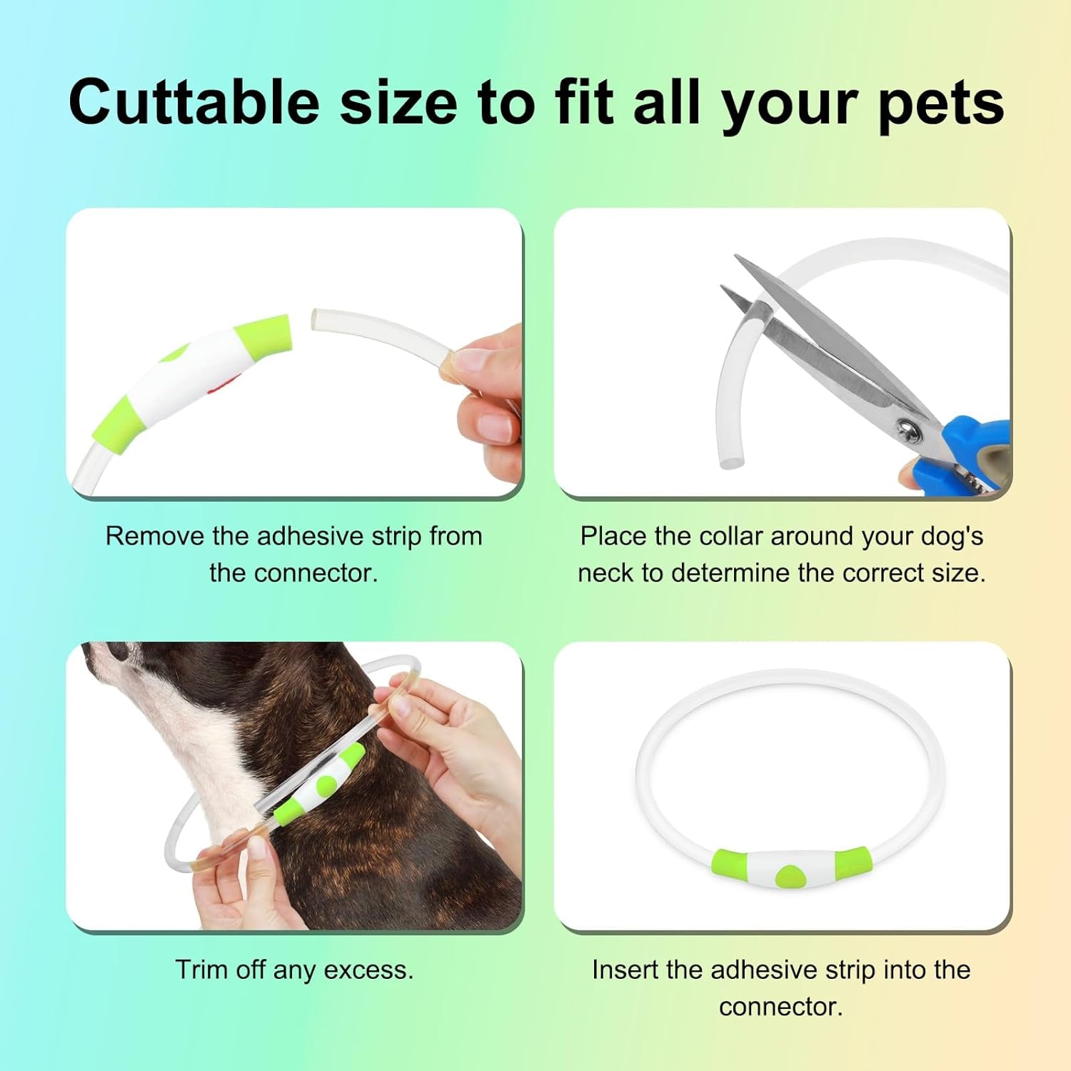 LED Waterproof Dog Collar - Rechargeable Lighted Pet Collar for Nighttime Use, Adjustable TPU Design for Small, Medium, and Large Dogs (Green)