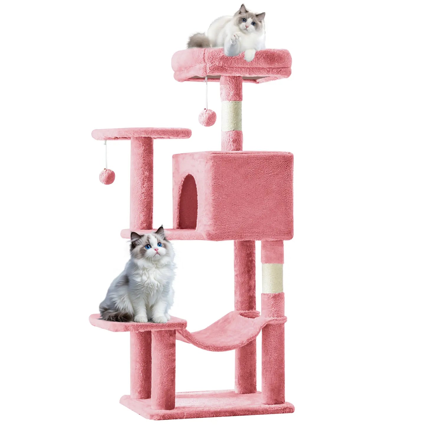 Pettrove Multi-Level Cat Tree Tower for Indoor Cats with Stable Design, Sisal Scratching Post, Spacious Condo, Climbing Ladder, and Plush Toy