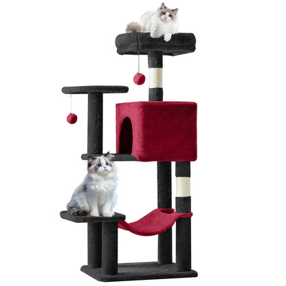 Pettrove Multi-Level Cat Tree Tower for Indoor Cats with Stable Design, Sisal Scratching Post, Spacious Condo, Climbing Ladder, and Plush Toy