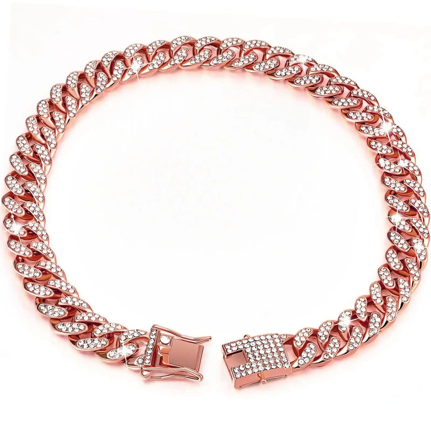 Rhinestone Dog Chain Necklace with Secure Buckle - Stylish Pet Accessory for Small, Medium, and Large Dogs