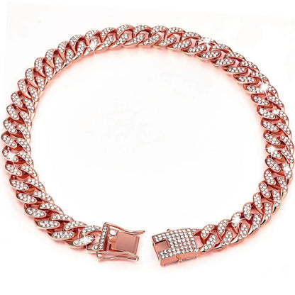 Rhinestone Dog Chain Necklace with Secure Buckle - Stylish Pet Accessory for Small, Medium, and Large Dogs