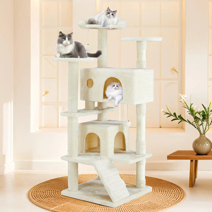 Pettrove Multi-Level Cat Tree Tower for Indoor Cats with Stable Design, Sisal Scratching Post, Spacious Condo, Climbing Ladder, and Plush Toy