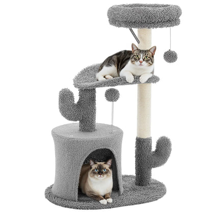 Pettrove Multi-Level Cat Tree Tower for Indoor Cats with Stable Design, Sisal Scratching Post, Spacious Condo, Climbing Ladder, and Plush Toy