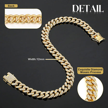 Rhinestone Dog Chain Necklace with Secure Buckle - Stylish Pet Accessory for Small, Medium, and Large Dogs