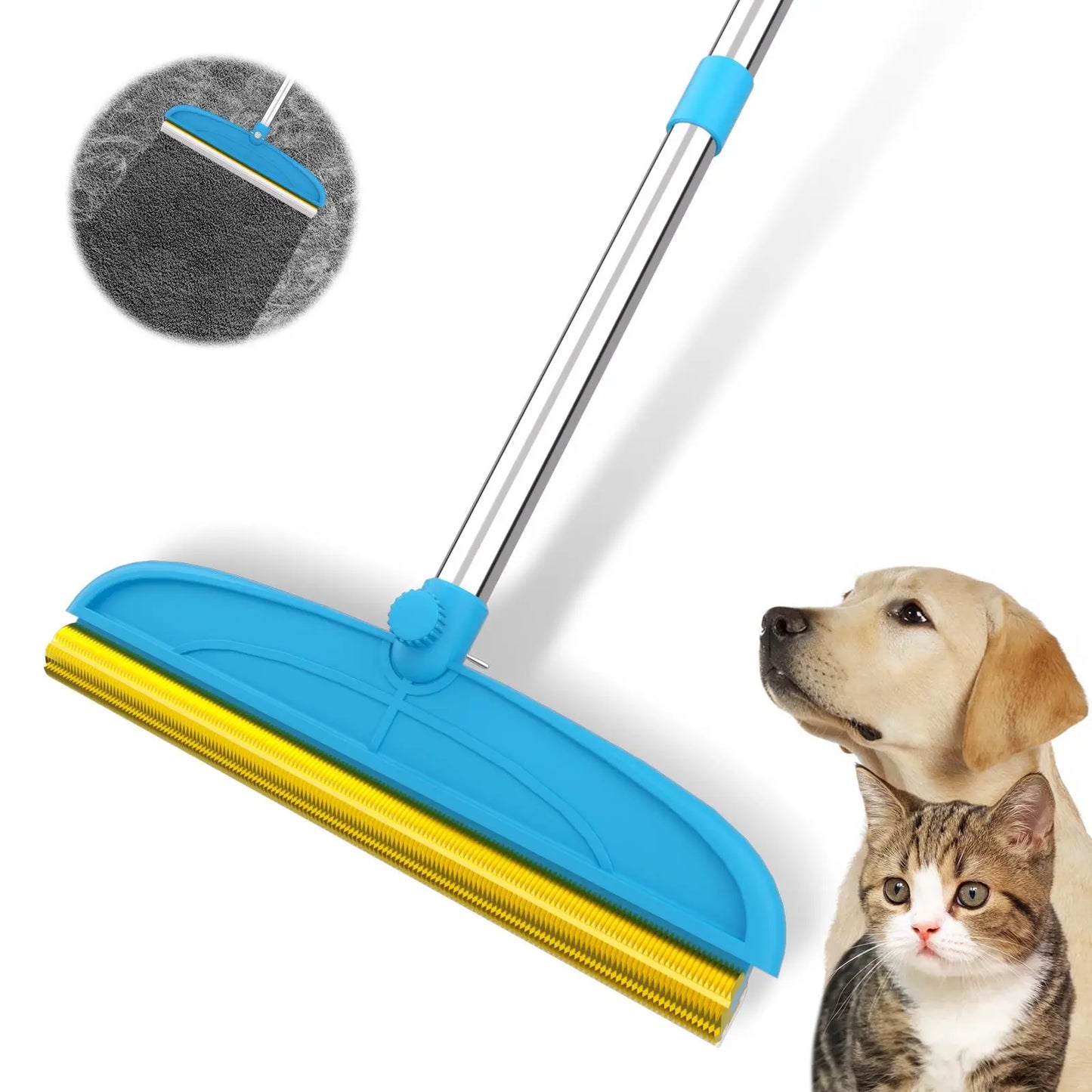 Adjustable Cat Hair Remover and Cleaning Brush with Hanging Ring - Effective Pet Hair Removal Tool for Carpets and Floors, Ideal Valentine's Day Gift