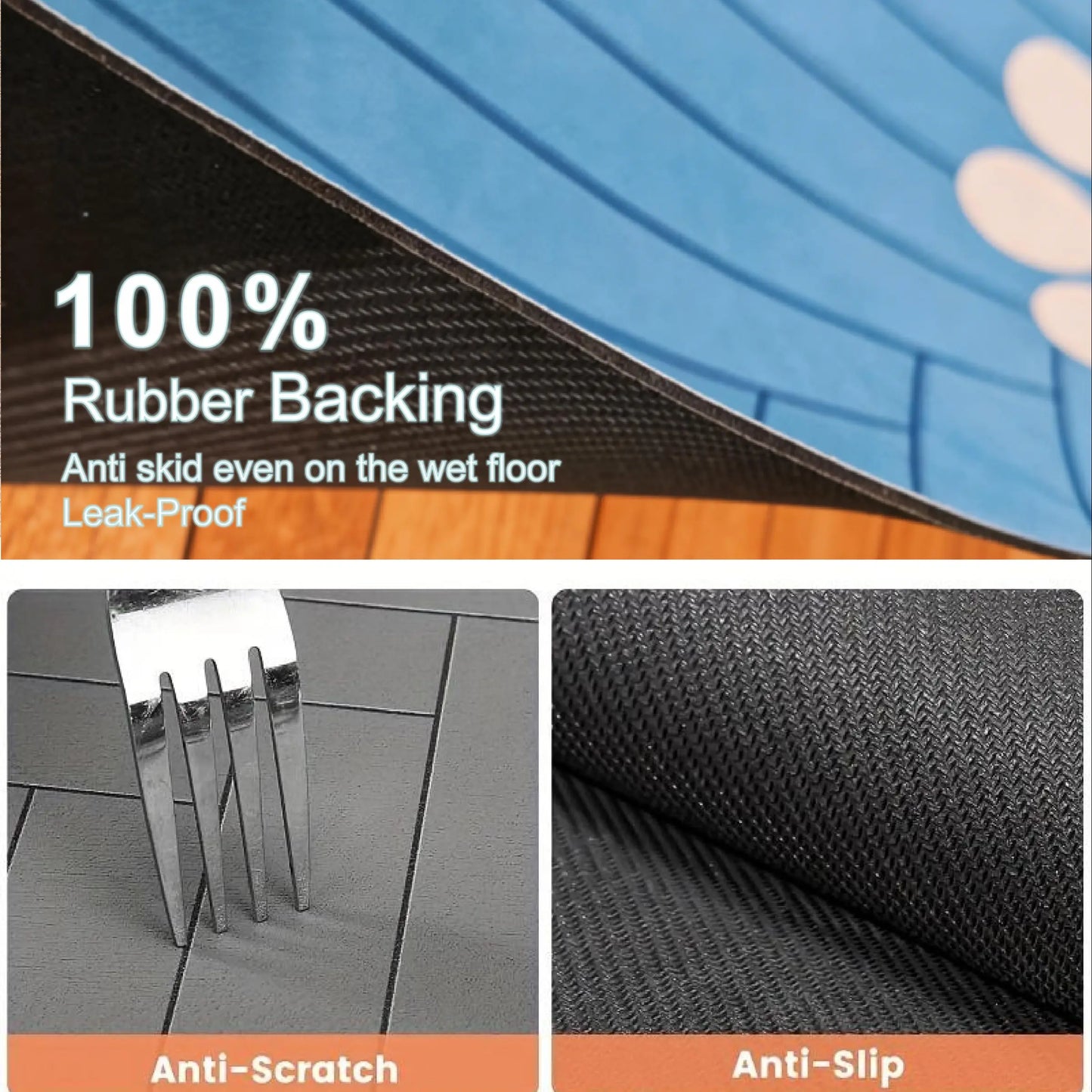 Absorbent Quick-Dry Pet Feeding Mat for Dogs and Cats with Non-Slip Rubber Base and Dark Polyester Surface for Indoor Use