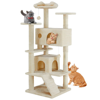 Pettrove Multi-Level Cat Tree Tower for Indoor Cats with Stable Design, Sisal Scratching Post, Spacious Condo, Climbing Ladder, and Plush Toy