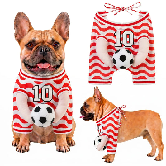 Breathable Summer Outfit for Small to Medium Pets - Stylish Dog Costume with Stuffed Ball and Faux Hands