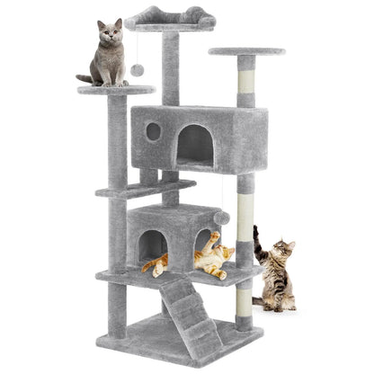 Pettrove Multi-Level Cat Tree Tower for Indoor Cats with Stable Design, Sisal Scratching Post, Spacious Condo, Climbing Ladder, and Plush Toy