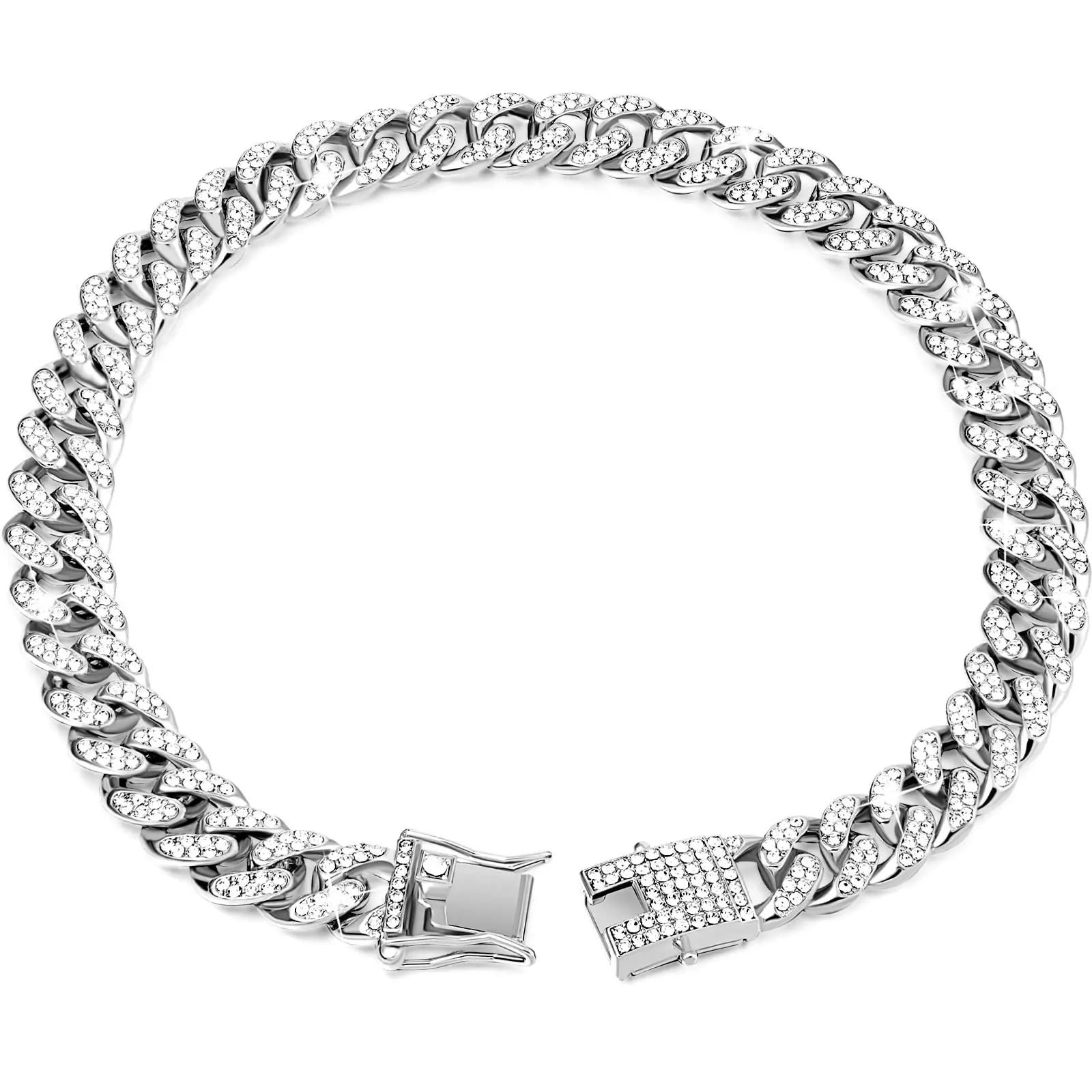 Rhinestone Dog Chain Necklace with Secure Buckle - Stylish Pet Accessory for Small, Medium, and Large Dogs