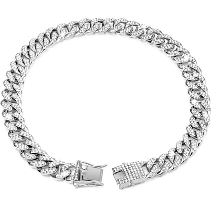 Rhinestone Dog Chain Necklace with Secure Buckle - Stylish Pet Accessory for Small, Medium, and Large Dogs