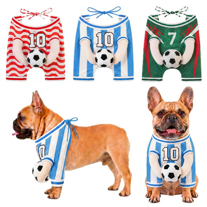 Breathable Summer Outfit for Small to Medium Pets - Stylish Dog Costume with Stuffed Ball and Faux Hands