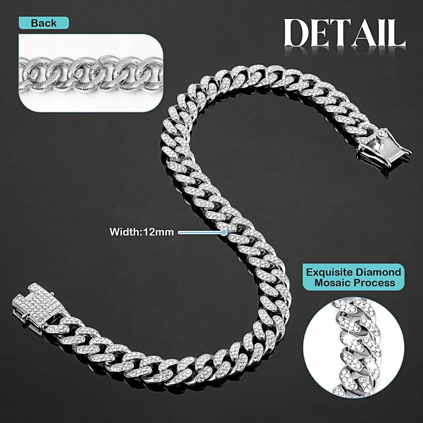 Rhinestone Dog Chain Necklace with Secure Buckle - Stylish Pet Accessory for Small, Medium, and Large Dogs