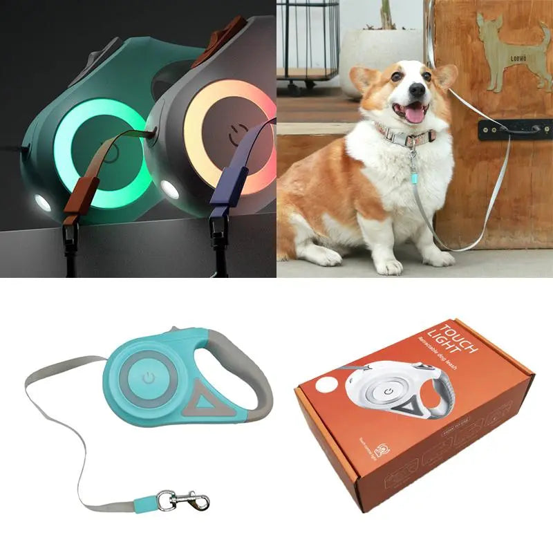Retractable LED Dog Leash with Non-Slip Handle, Adjustable Summer Tractor Rope for Night Walks, Ideal Easter Gift for Large and Medium Dogs and Cats, Durable Nylon Construction